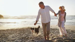 Couple walking on the beach
