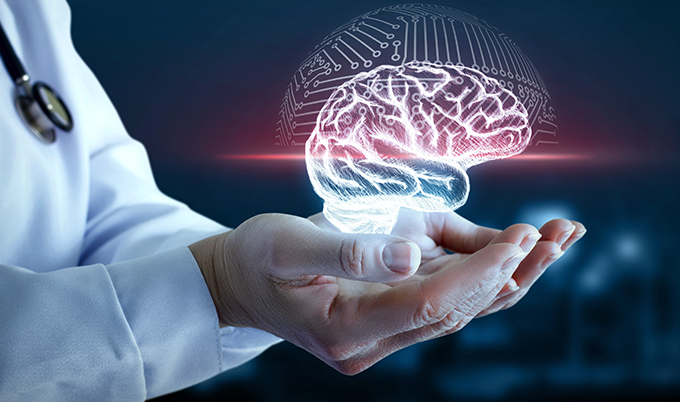 Illustration of small blood vessels in the brain affected by chronic ischemic changes