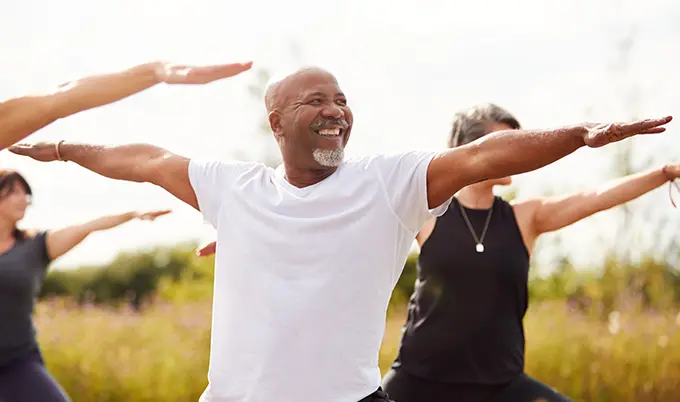 A healthy man doing yoga
