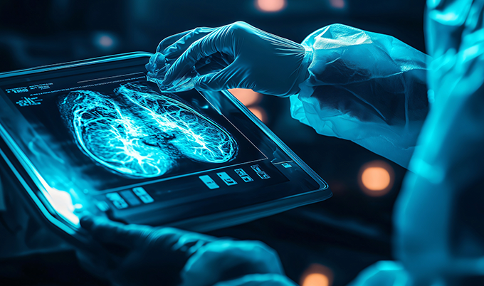 Modern diagnostic imaging equipment used for follow-up testing after abnormal mammogram results